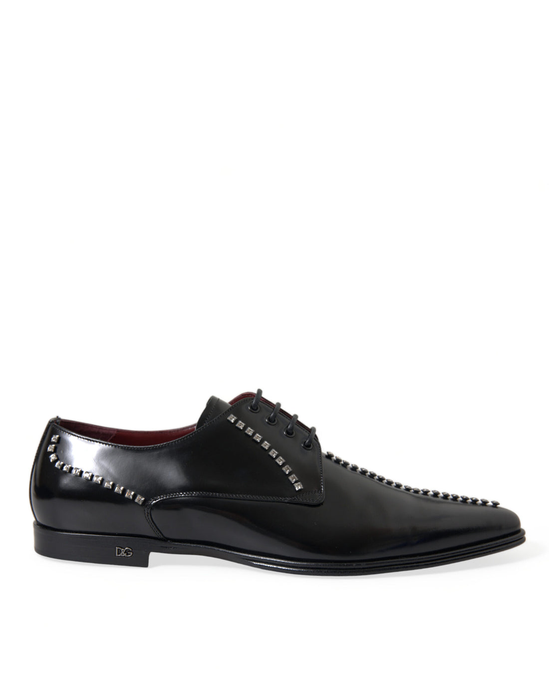 Dolce &amp; Gabbana Black Leather Crystal Dress Formal Shoes