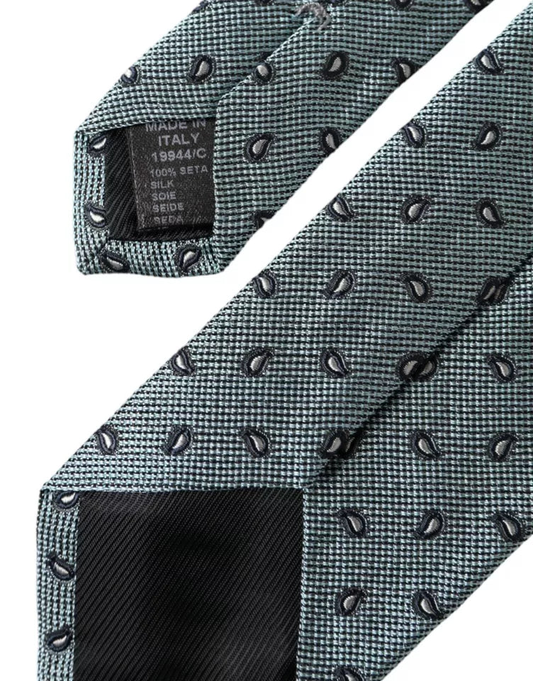 Dolce &amp; Gabbana Green 100% Silk Patterned Adjustable Men Tie