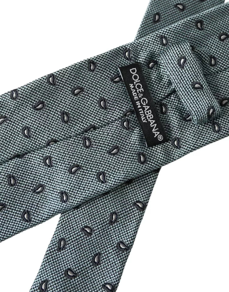 Dolce &amp; Gabbana Green 100% Silk Patterned Adjustable Men Tie