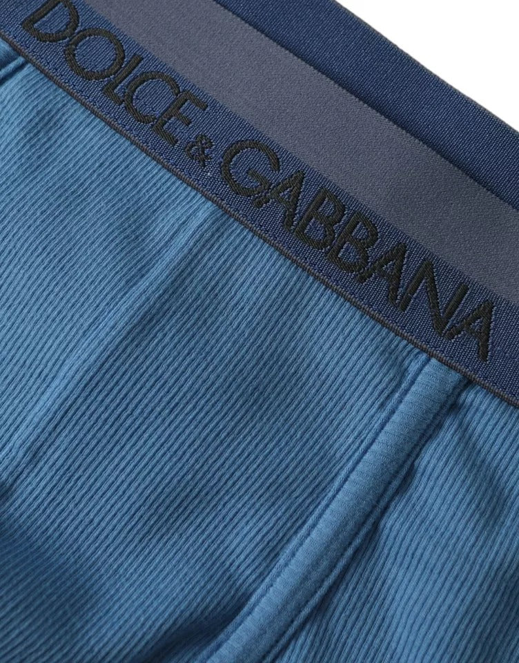 Dolce &amp; Gabbana Blue Cotton Blend Regular Boxer Shorts Underwear