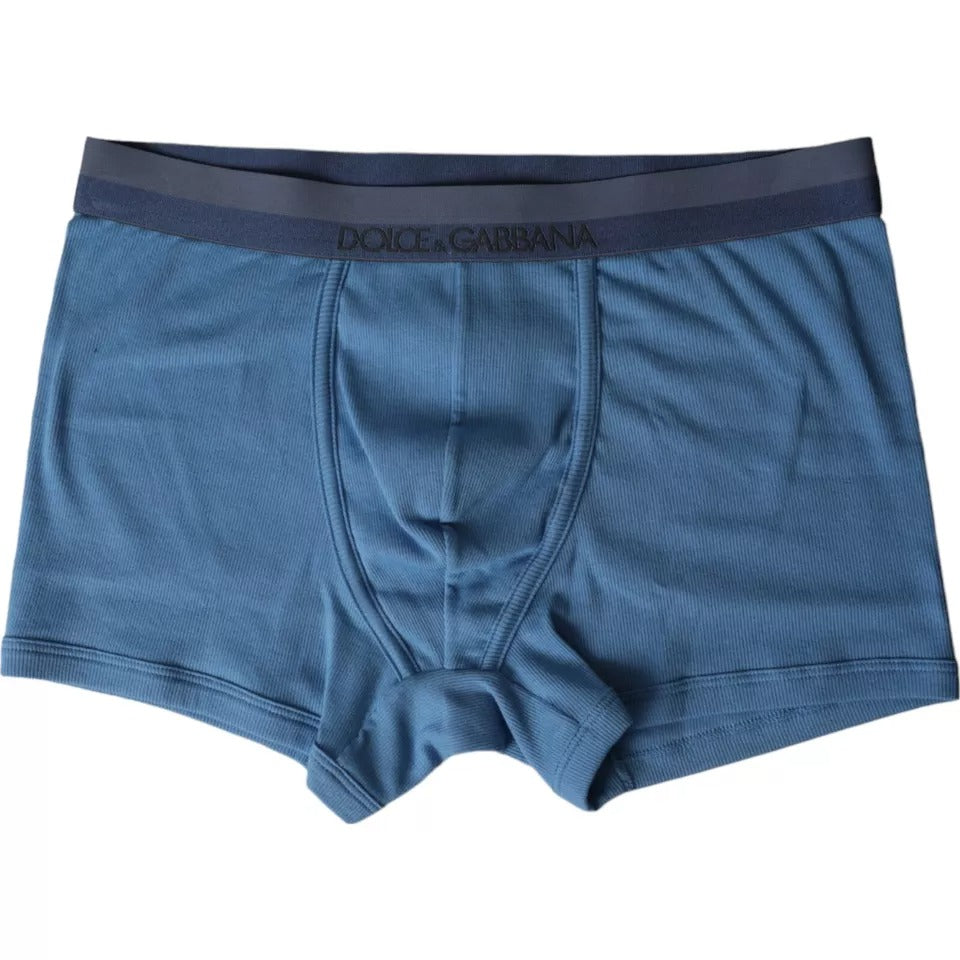 Dolce &amp; Gabbana Blue Cotton Blend Regular Boxer Shorts Underwear