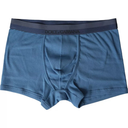 Dolce &amp; Gabbana Blue Cotton Blend Regular Boxer Shorts Underwear