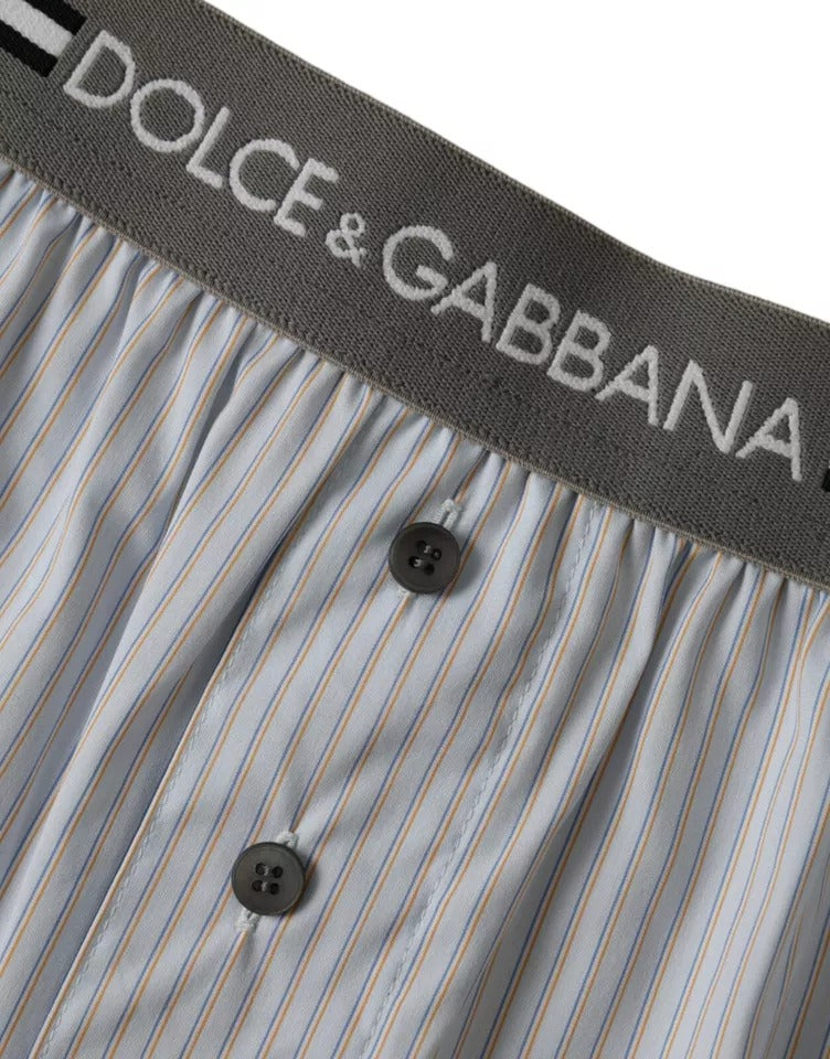 Dolce &amp; Gabbana Gray Stripes Cotton Blend Boxer Shorts Underwear