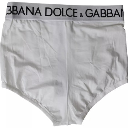 Dolce &amp; Gabbana White Logo Cotton Stretch Brando Slip Underwear