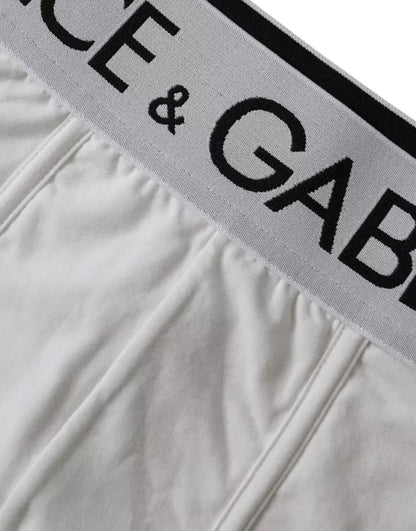 Dolce &amp; Gabbana White Logo Cotton Stretch Brando Slip Underwear