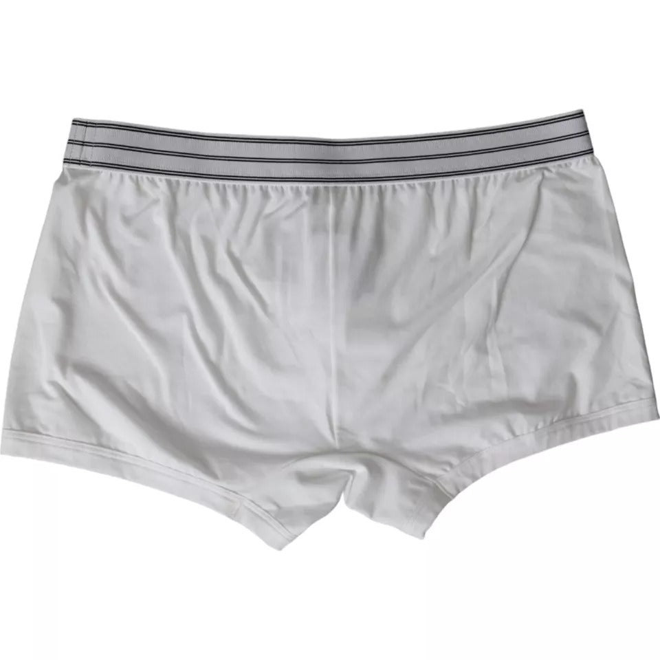 Dolce &amp; Gabbana White Cotton Blend Regular Boxer Shorts Underwear