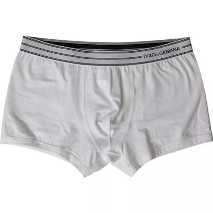 Dolce &amp; Gabbana White Cotton Blend Regular Boxer Shorts Underwear