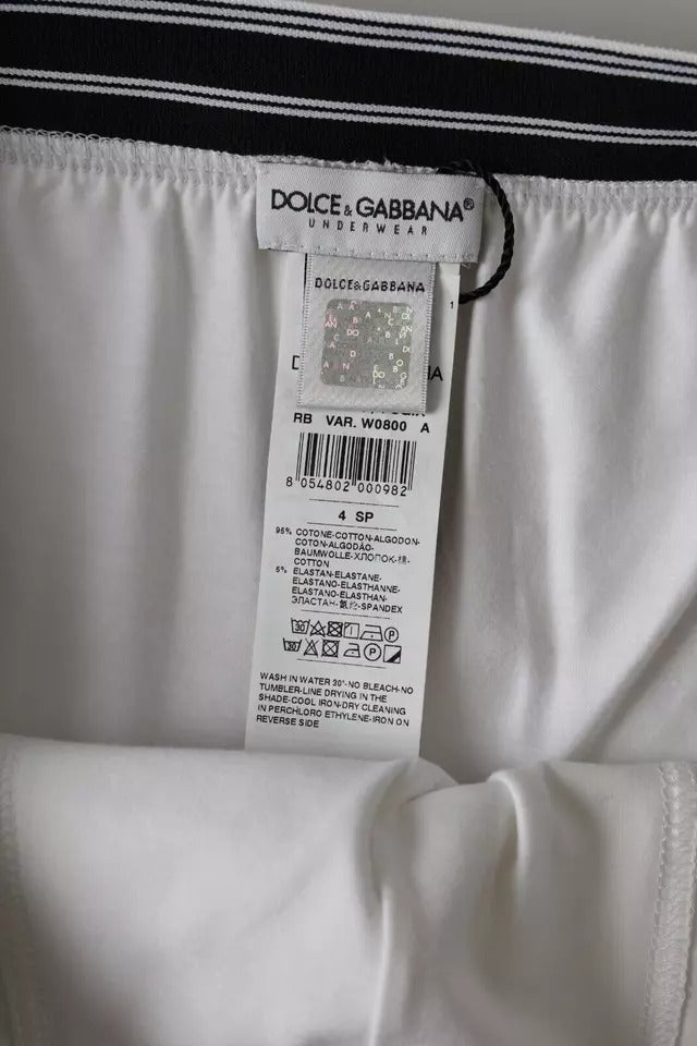 Dolce &amp; Gabbana White Cotton Blend Regular Boxer Shorts Underwear