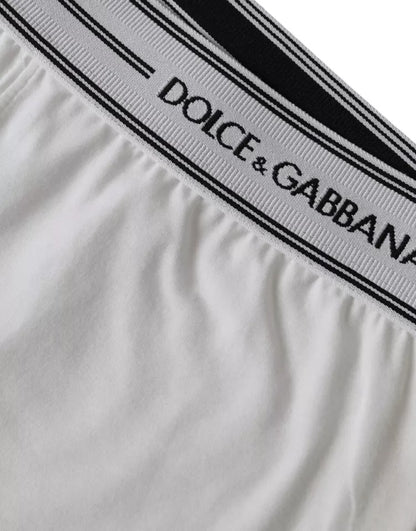 Dolce &amp; Gabbana White Cotton Blend Regular Boxer Shorts Underwear