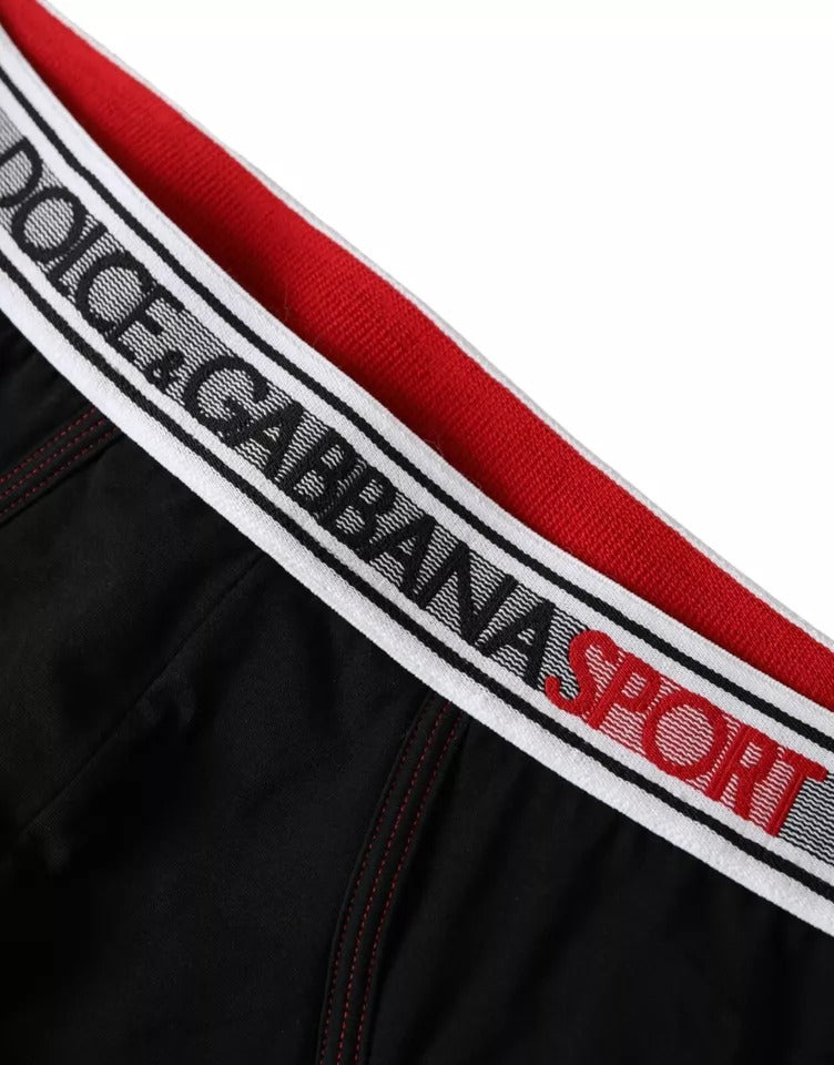 Dolce &amp; Gabbana Black Logo Cotton Stretch Brando Slip Underwear