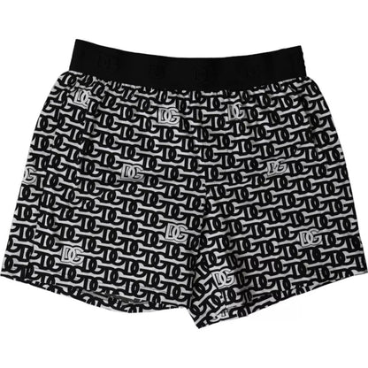 Dolce &amp; Gabbana Black DG Logo Cotton Stretch Boxer Shorts Underwear