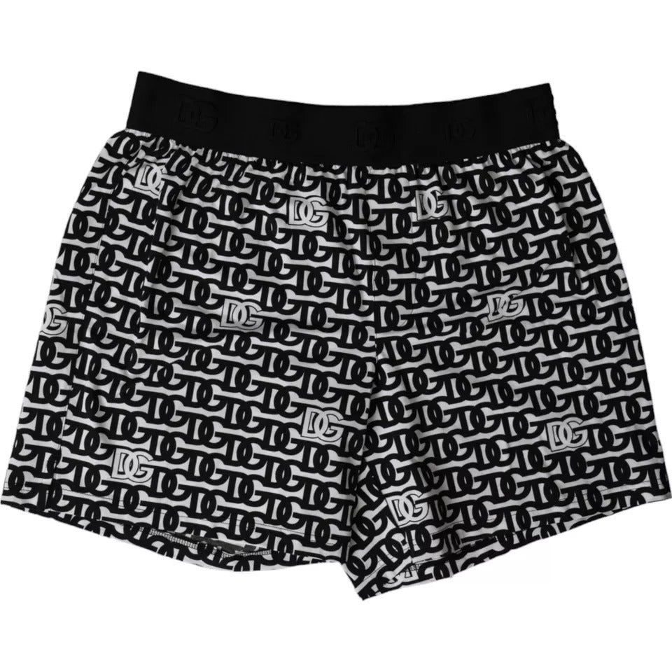 Dolce &amp; Gabbana Black DG Logo Cotton Stretch Boxer Shorts Underwear