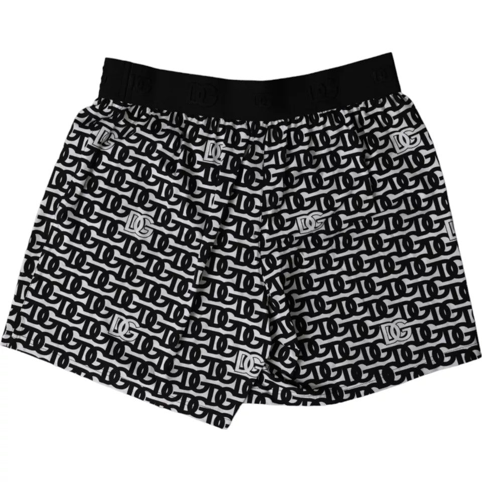 Dolce &amp; Gabbana Black DG Logo Cotton Stretch Boxer Shorts Underwear