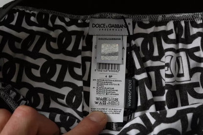 Dolce &amp; Gabbana Black DG Logo Cotton Stretch Boxer Shorts Underwear