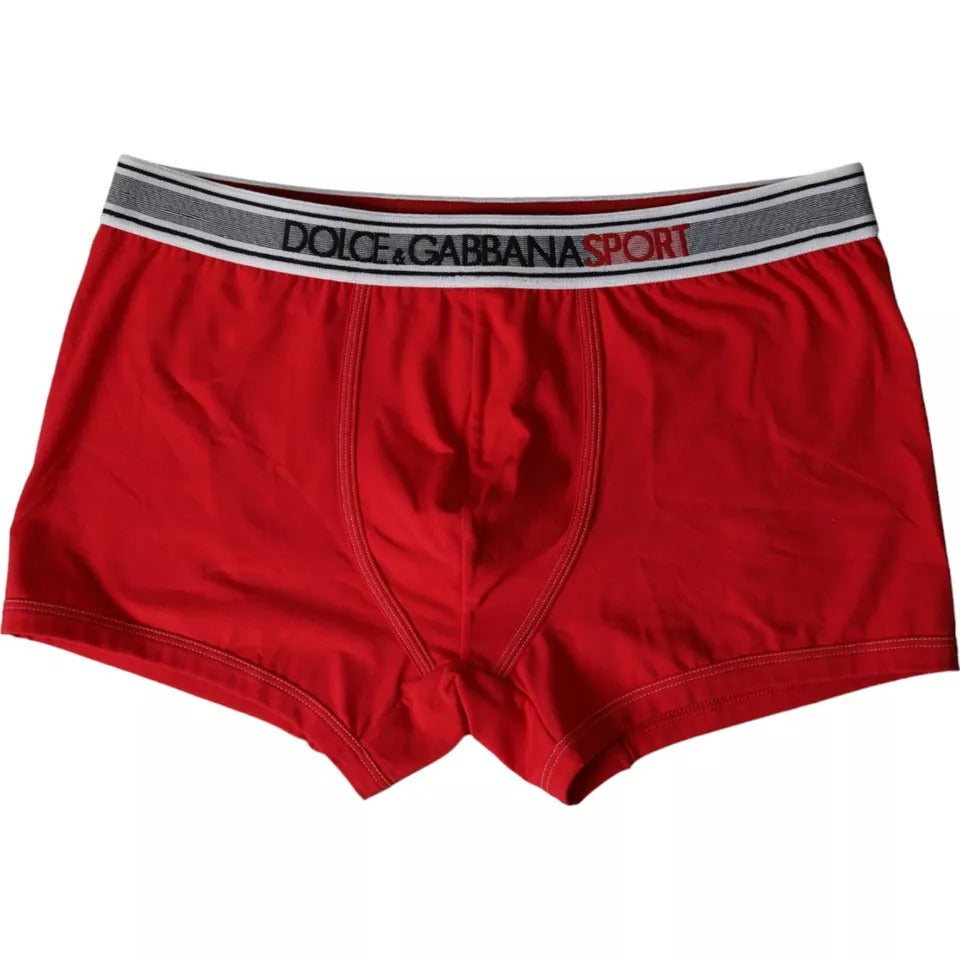 Dolce &amp; Gabbana Red Cotton Stretch Regular Boxer Shorts Underwear