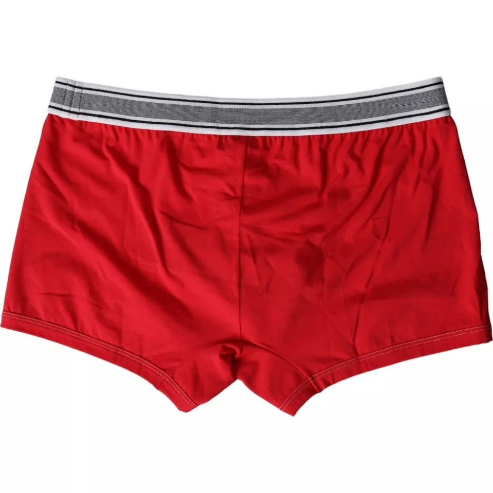 Dolce &amp; Gabbana Red Cotton Stretch Regular Boxer Shorts Underwear