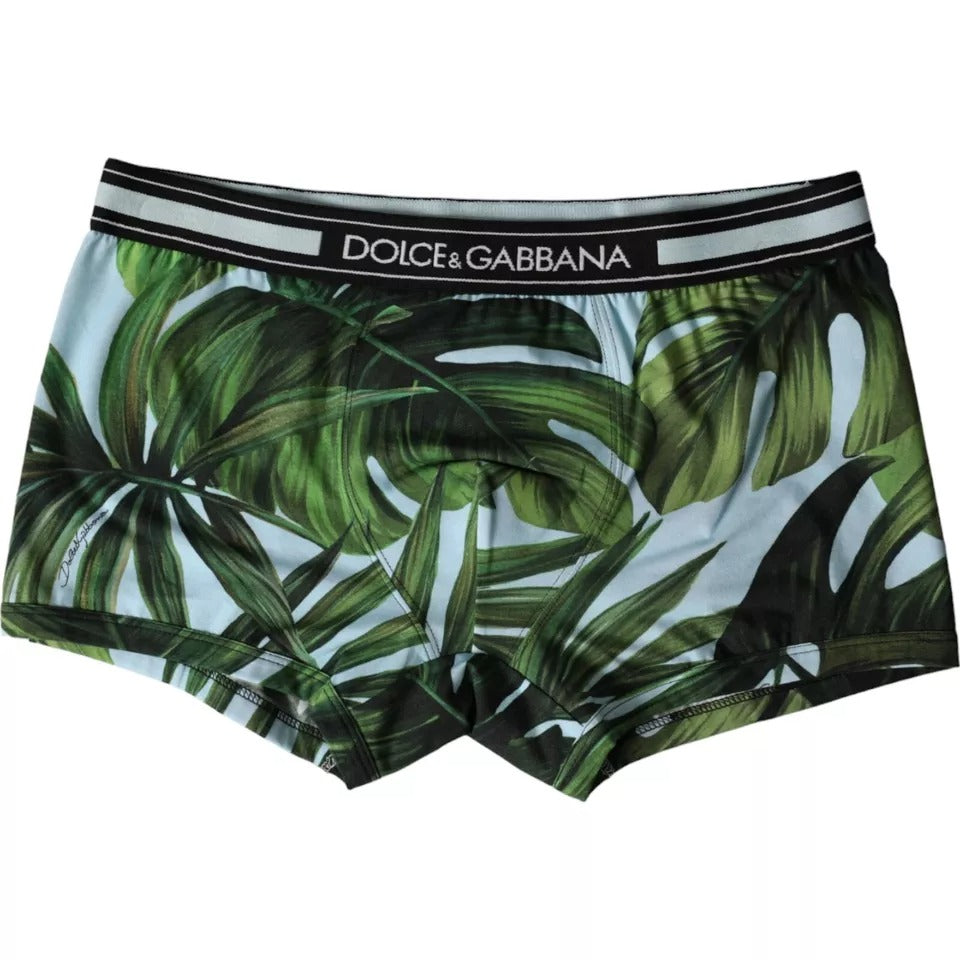 Dolce &amp; Gabbana Multicolor Leaf Print Regular Boxer Underwear