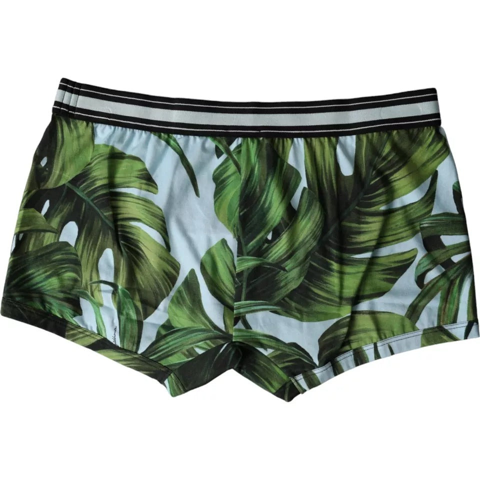 Dolce &amp; Gabbana Multicolor Leaf Print Regular Boxer Underwear