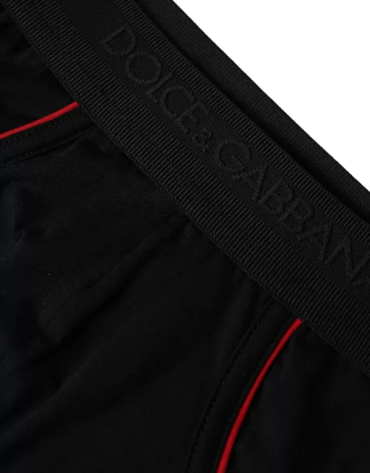 Dolce &amp; Gabbana Black Logo Cotton Stretch Mid Slip Underwear