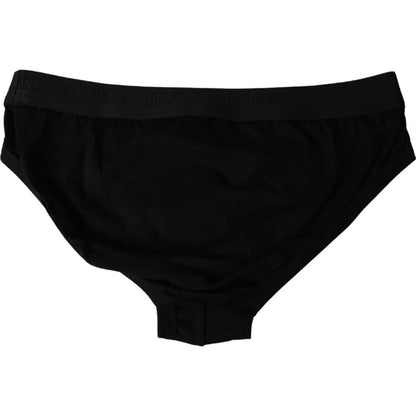 Dolce &amp; Gabbana Black Logo Cotton Stretch Mid Slip Underwear