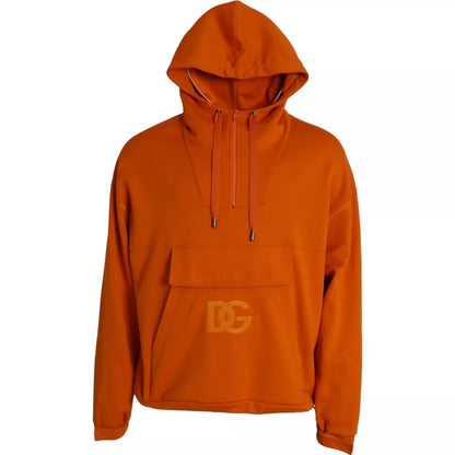 Dolce &amp; Gabbana Orange Hooded Pullover Sweatshirt Sweater