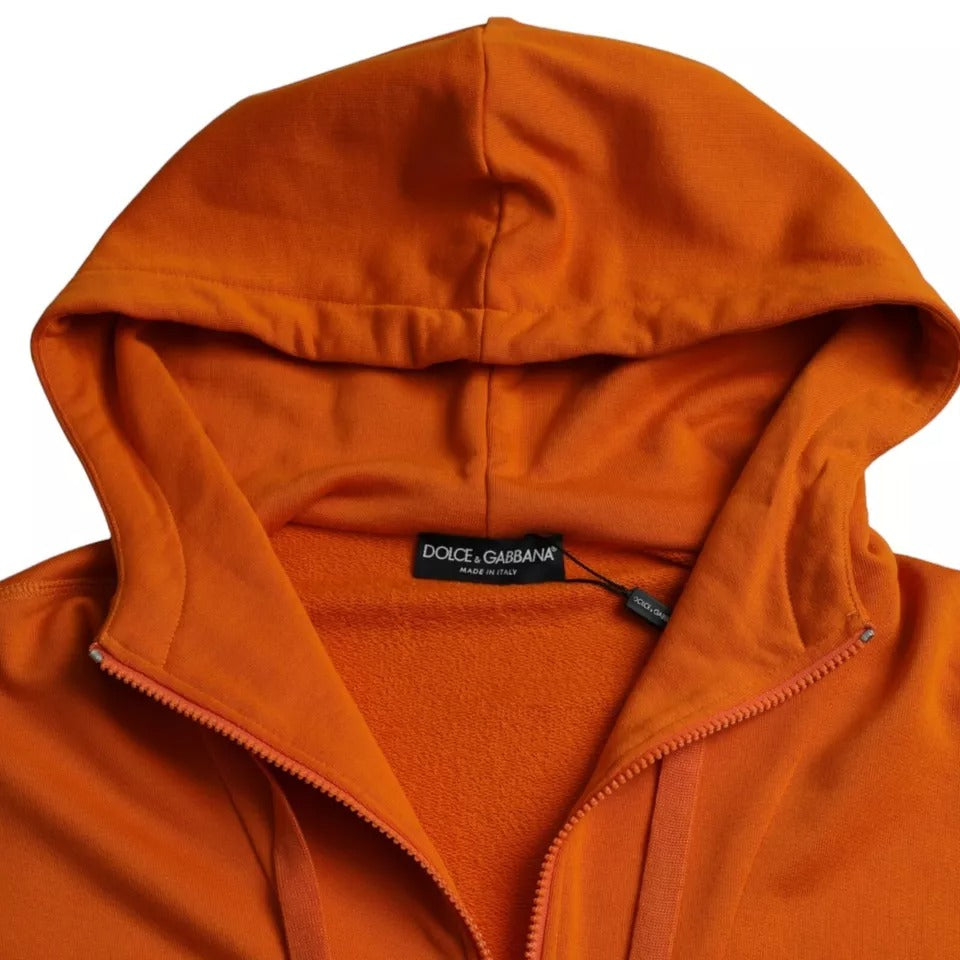 Dolce &amp; Gabbana Orange Hooded Pullover Sweatshirt Sweater