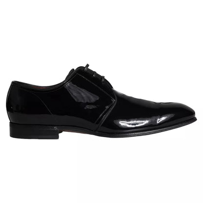 Dolce &amp; Gabbana Black Patent Leather Derby Men Dress Shoes