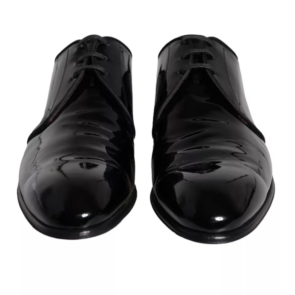 Dolce &amp; Gabbana Black Patent Leather Derby Men Dress Shoes