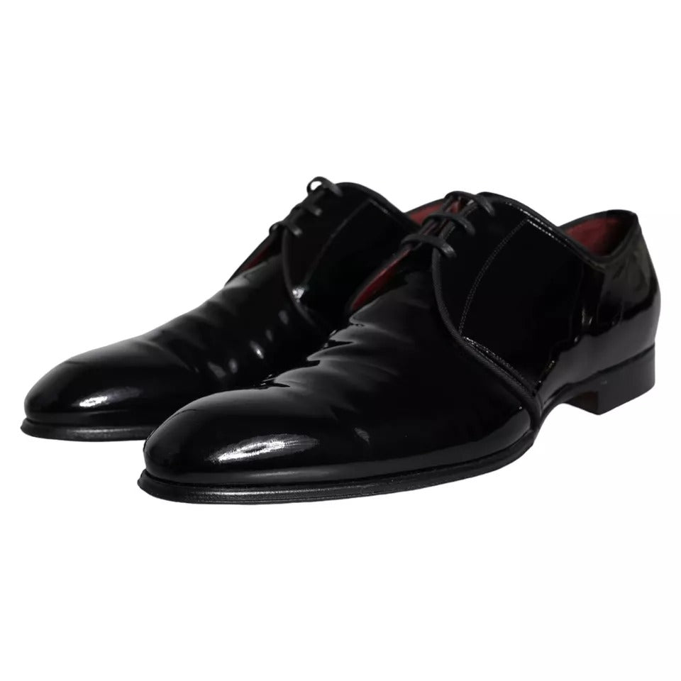 Dolce &amp; Gabbana Black Patent Leather Derby Men Dress Shoes