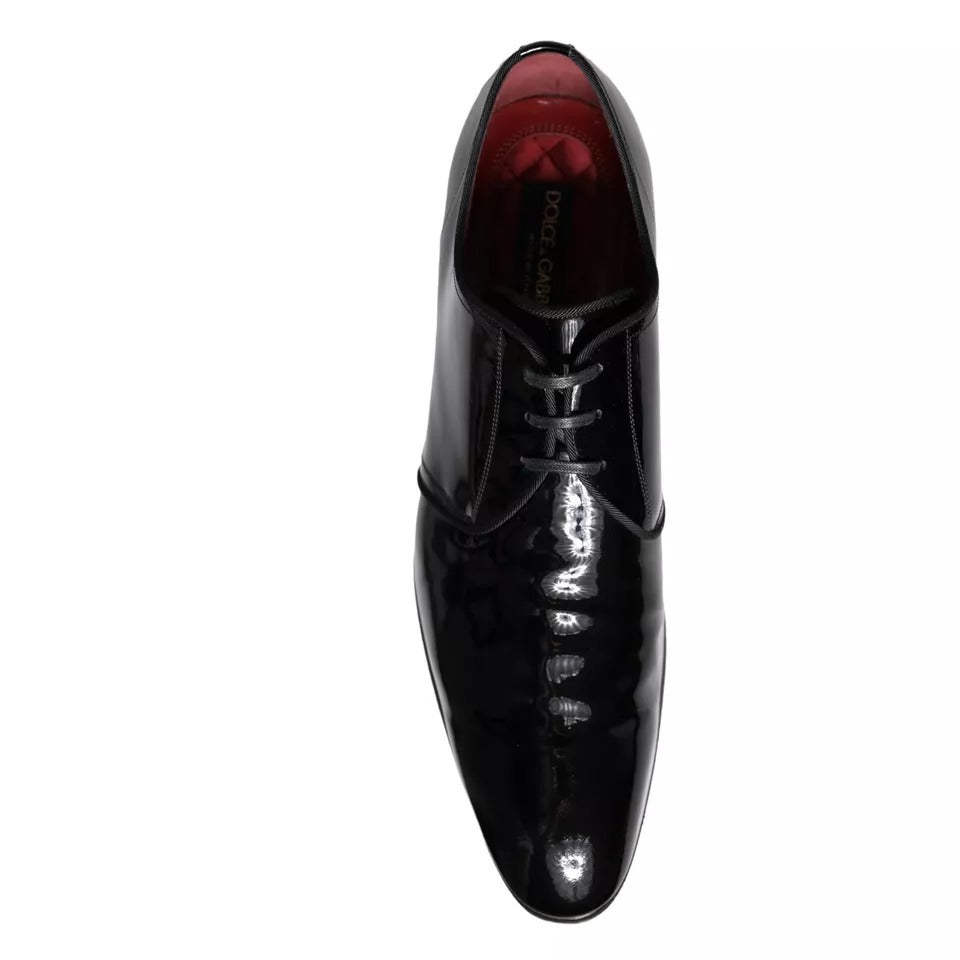 Dolce &amp; Gabbana Black Patent Leather Derby Men Dress Shoes