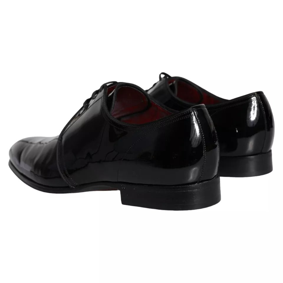 Dolce &amp; Gabbana Black Patent Leather Derby Men Dress Shoes