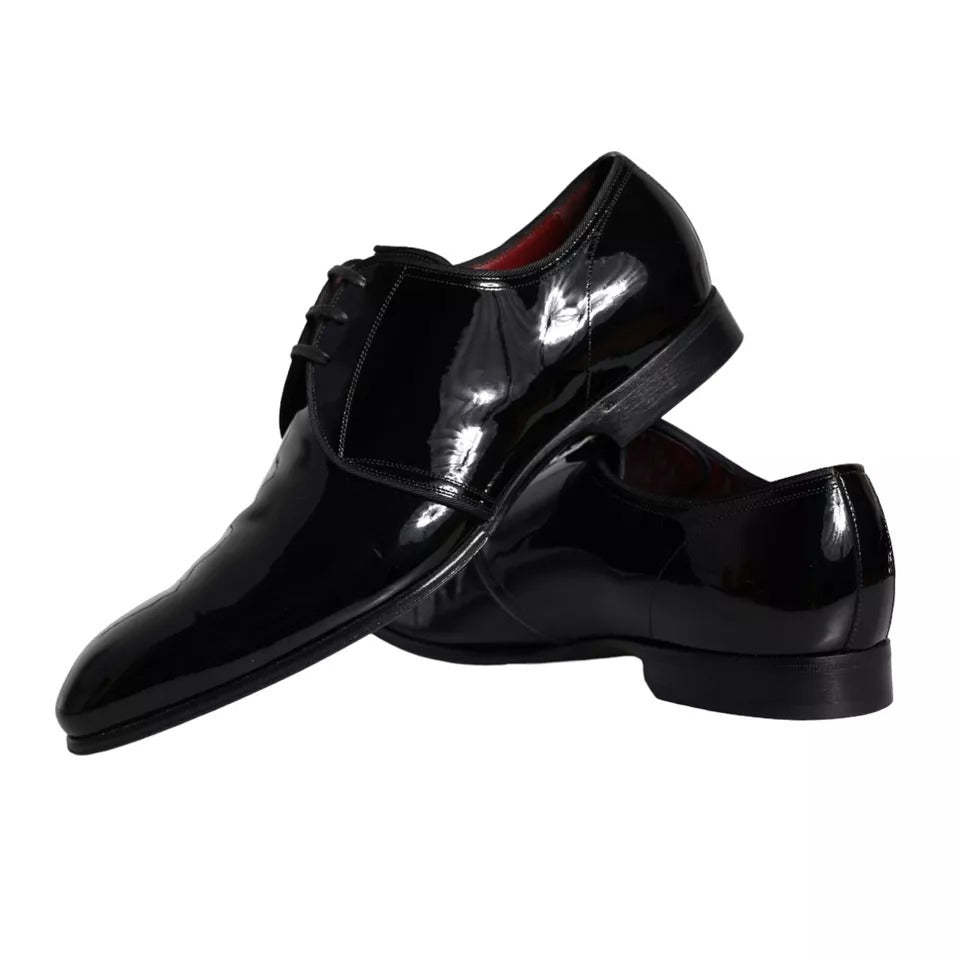 Dolce &amp; Gabbana Black Patent Leather Derby Men Dress Shoes