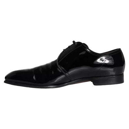 Dolce &amp; Gabbana Black Patent Leather Derby Men Dress Shoes