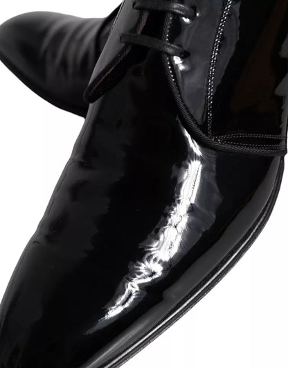 Dolce &amp; Gabbana Black Patent Leather Derby Men Dress Shoes