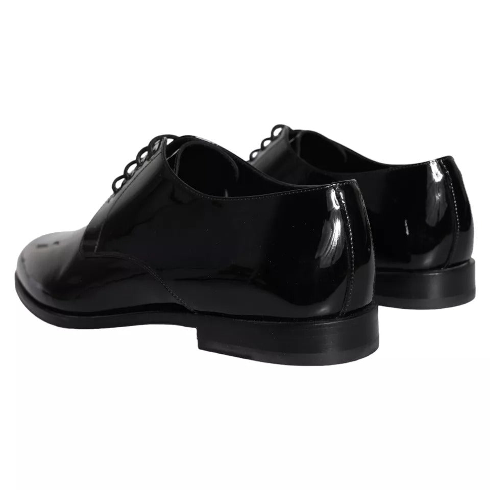 Dolce &amp; Gabbana Black Patent Leather Derby Formal Dress Shoes