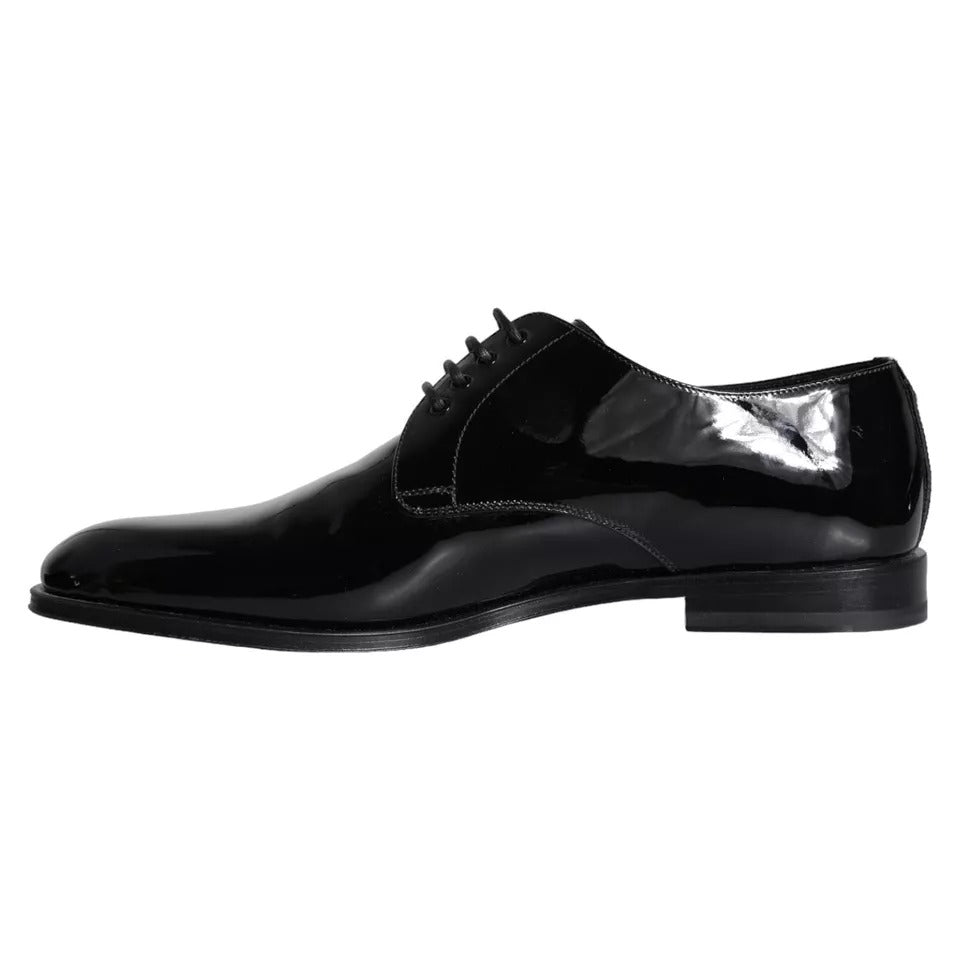 Dolce &amp; Gabbana Black Patent Leather Derby Formal Dress Shoes