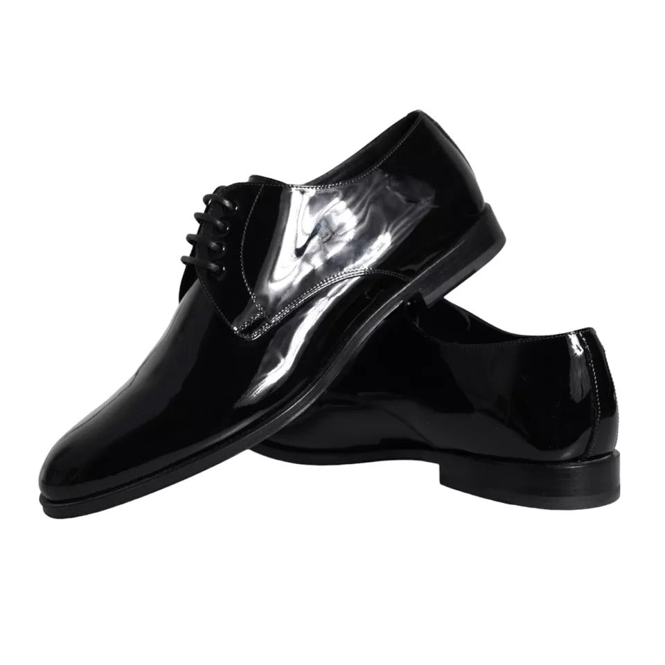 Dolce &amp; Gabbana Black Patent Leather Derby Formal Dress Shoes