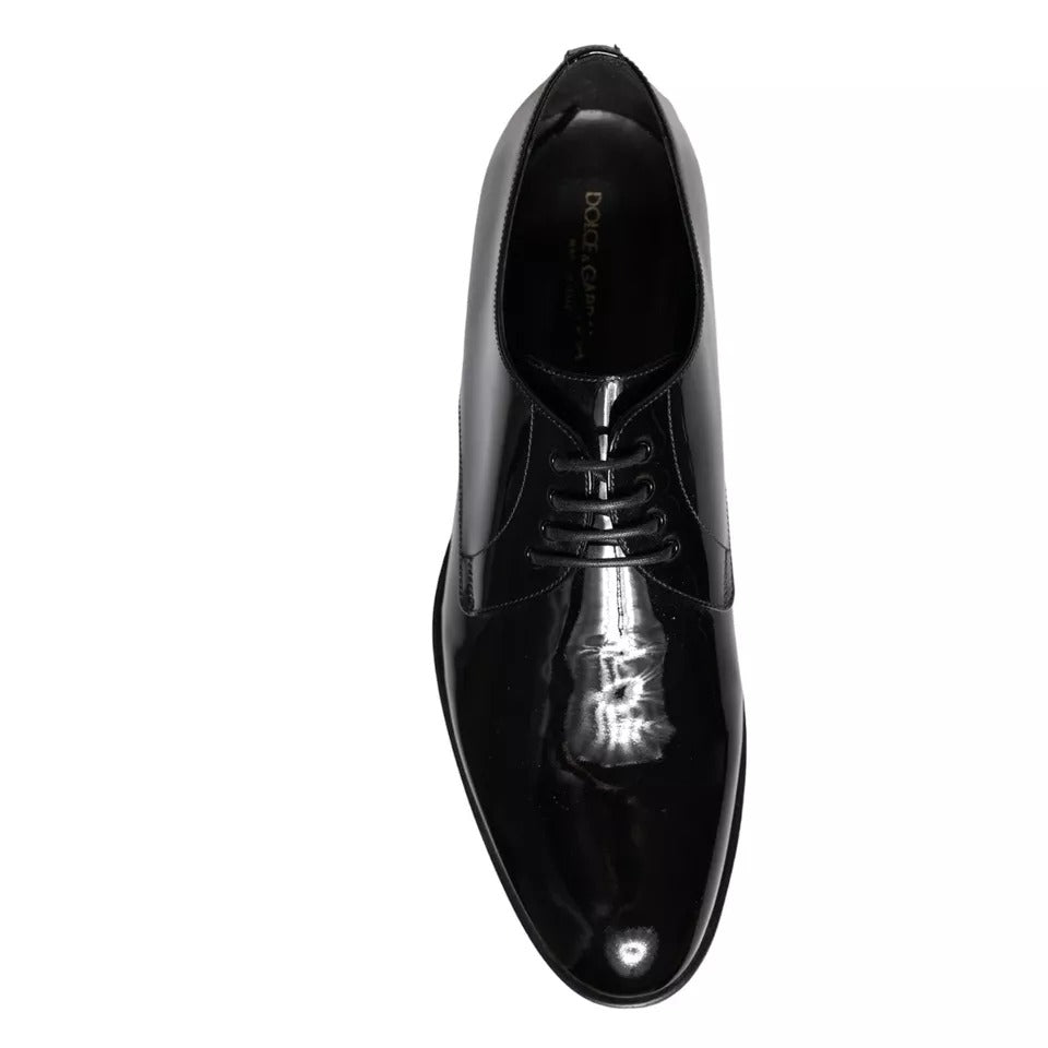 Dolce &amp; Gabbana Black Patent Leather Derby Formal Dress Shoes