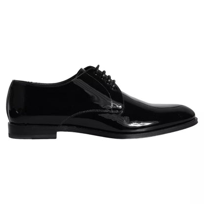 Dolce &amp; Gabbana Black Patent Leather Derby Formal Dress Shoes