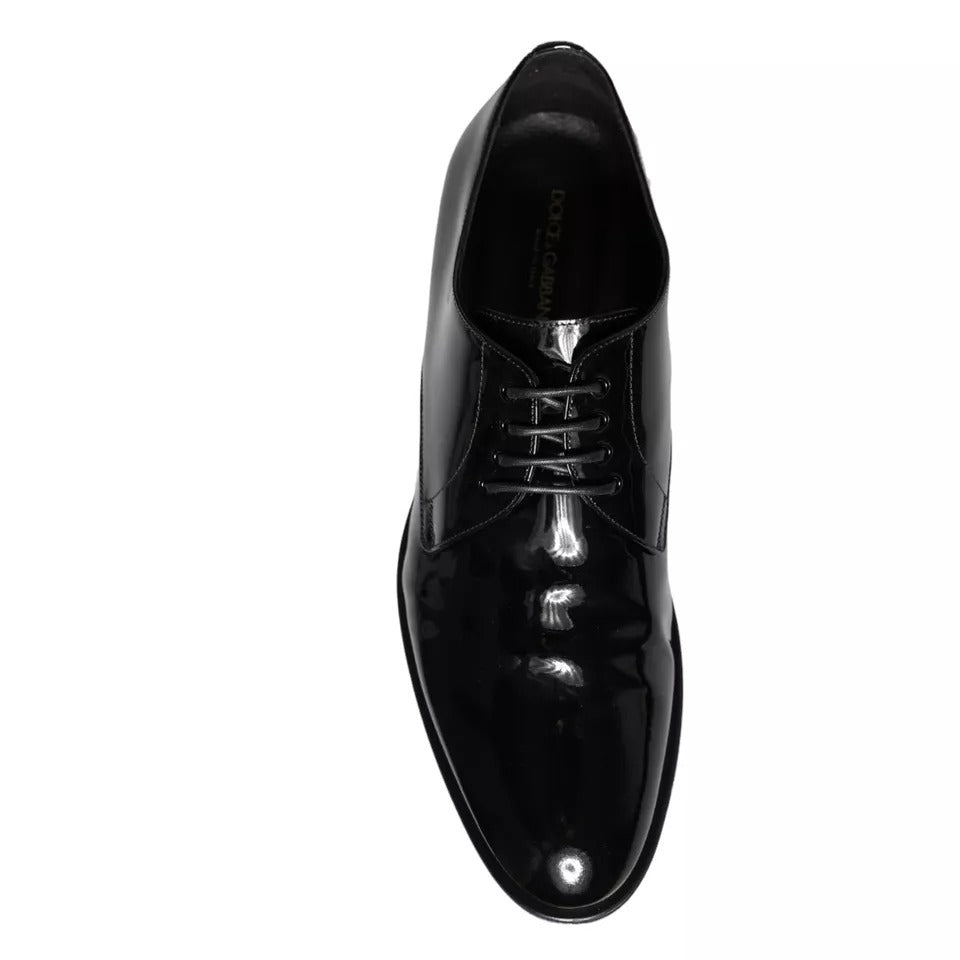 Dolce &amp; Gabbana Black Calfskin Leather Derby Men Dress Shoes