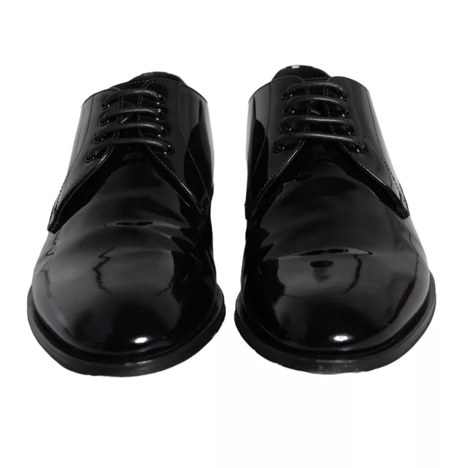 Dolce &amp; Gabbana Black Calfskin Leather Derby Men Dress Shoes