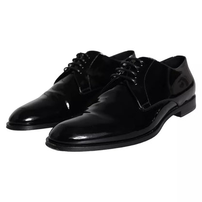 Dolce &amp; Gabbana Black Calfskin Leather Derby Men Dress Shoes