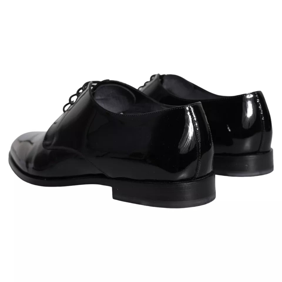 Dolce &amp; Gabbana Black Calfskin Leather Derby Men Dress Shoes