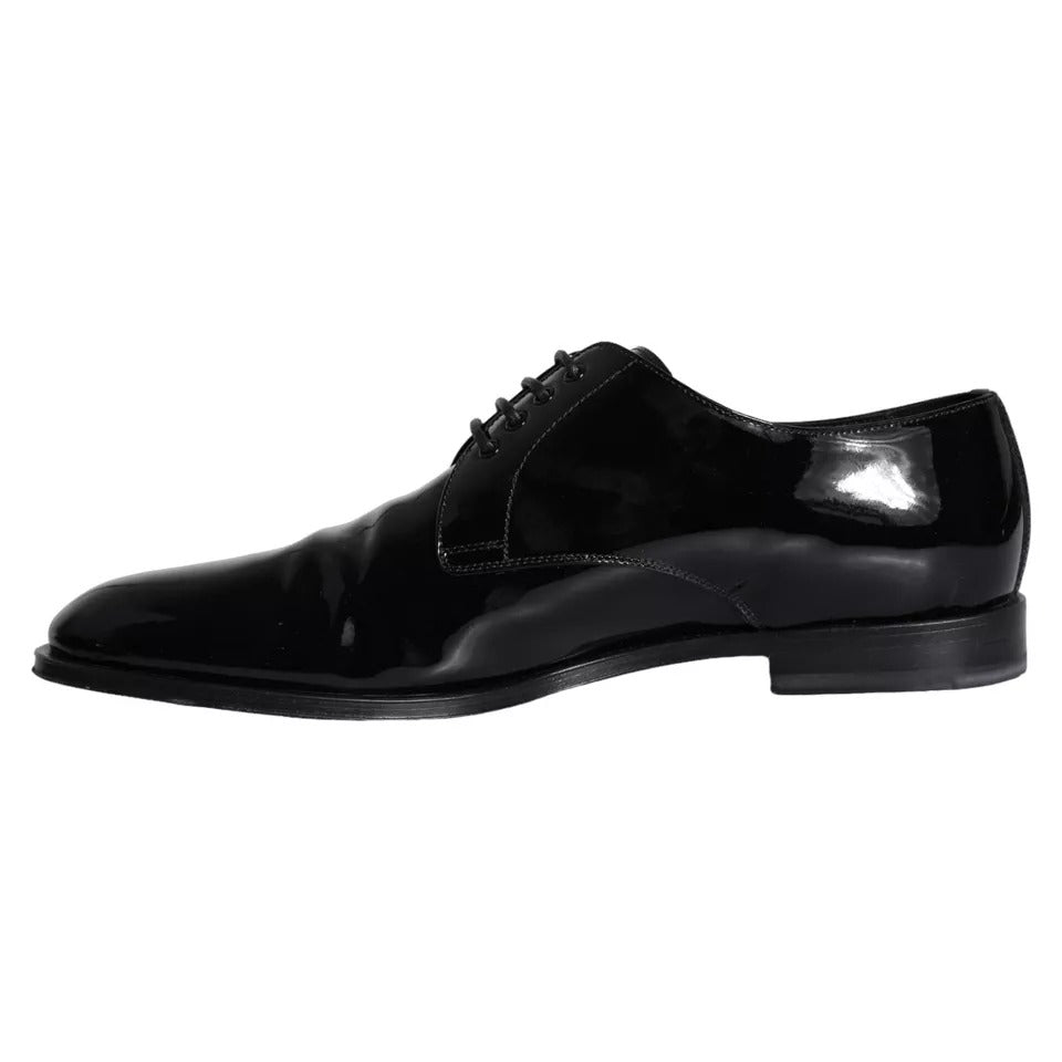 Dolce &amp; Gabbana Black Calfskin Leather Derby Men Dress Shoes