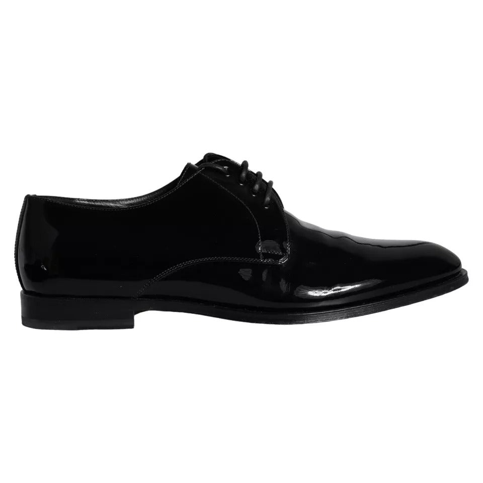 Dolce &amp; Gabbana Black Calfskin Leather Derby Men Dress Shoes