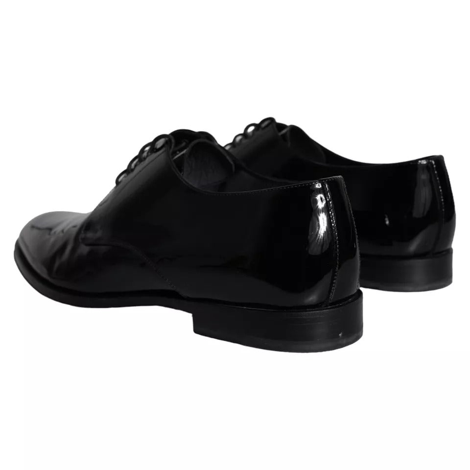 Dolce &amp; Gabbana Black Calfskin Leather Derby Men Dress Shoes