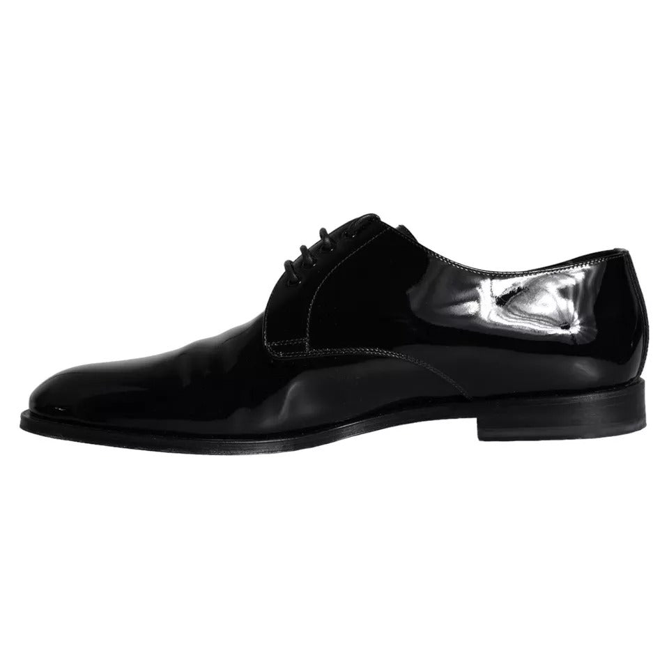 Dolce &amp; Gabbana Black Calfskin Leather Derby Men Dress Shoes