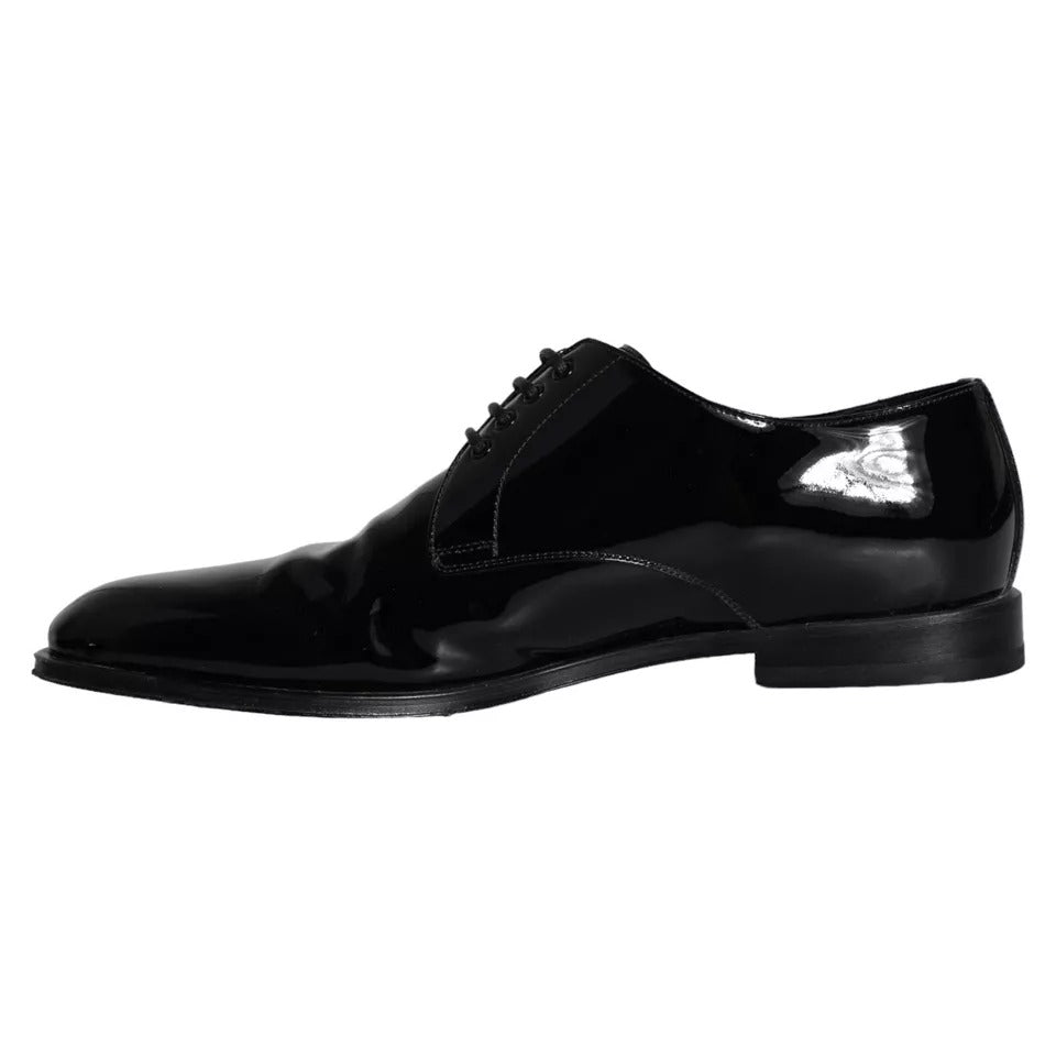 Dolce &amp; Gabbana Black Calfskin Leather Derby Men Dress Shoes