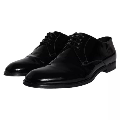 Dolce &amp; Gabbana Black Calfskin Leather Derby Men Dress Shoes