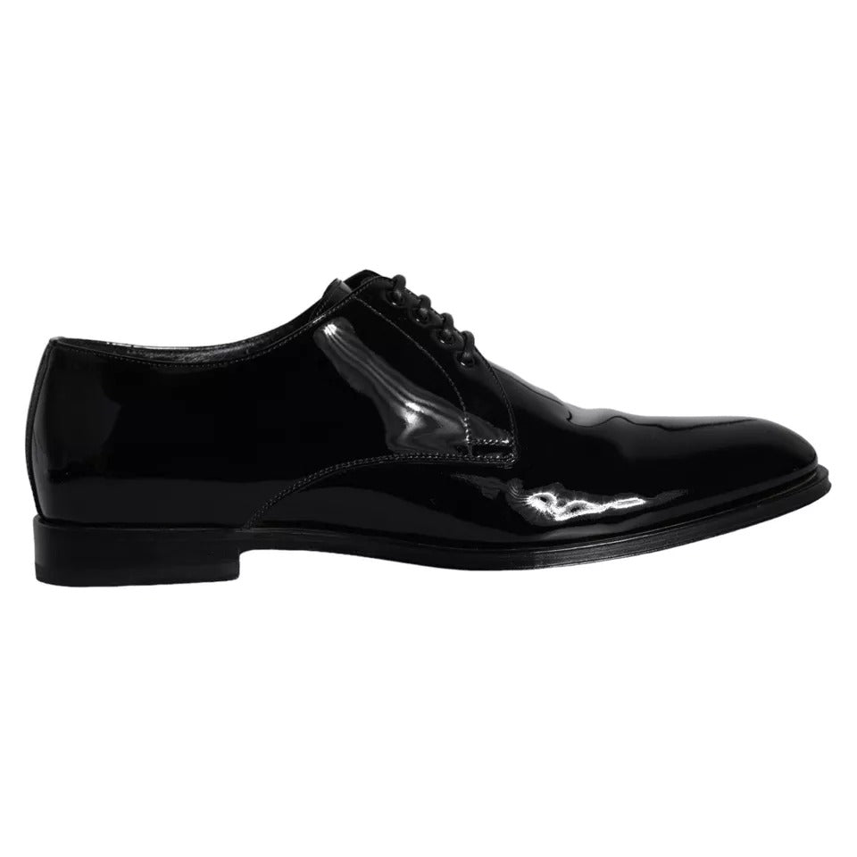 Dolce &amp; Gabbana Black Calfskin Leather Derby Men Dress Shoes